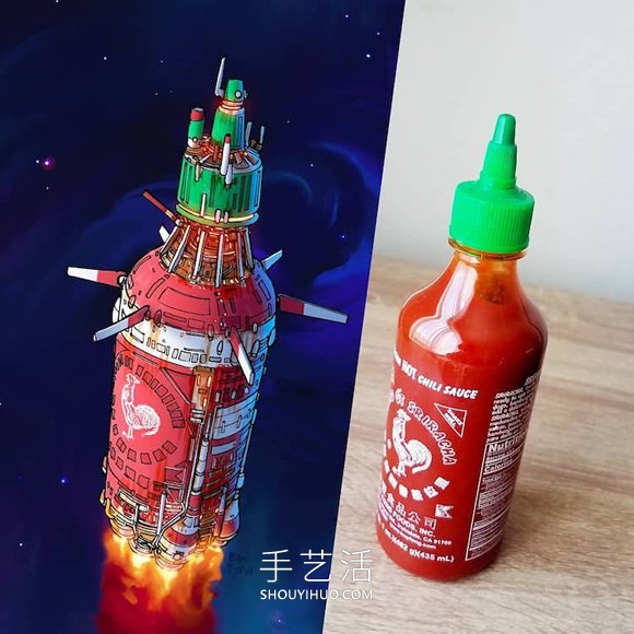 日常家用物品重构！壮观的太空飞船图纸设计