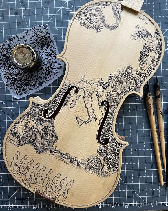 华丽的水墨画DIY，将弦乐器转换成精美故事书