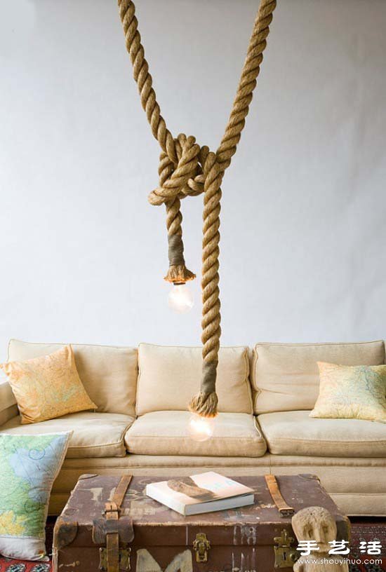 创意DIY复古麻绳吊灯