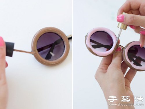 利用指甲油DIY制作甜甜圈太阳镜