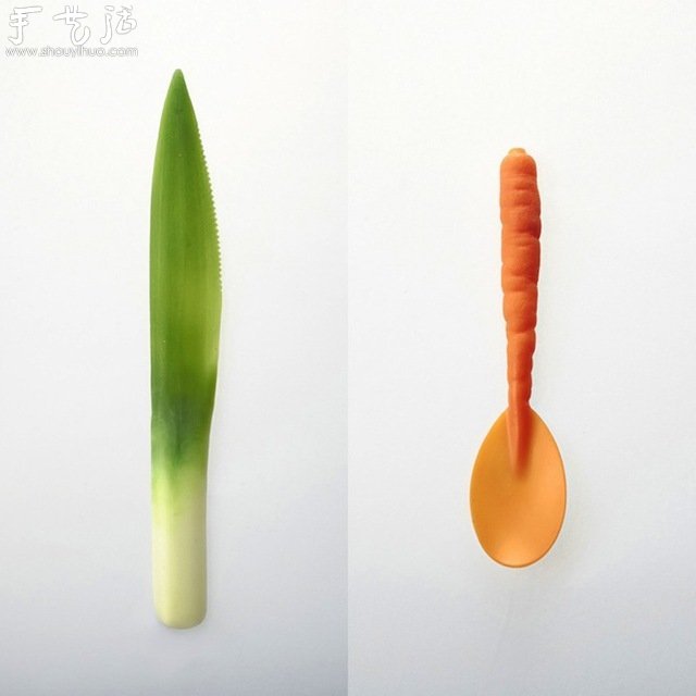 特殊材质制作的餐具 仿佛是由蔬菜雕刻而成