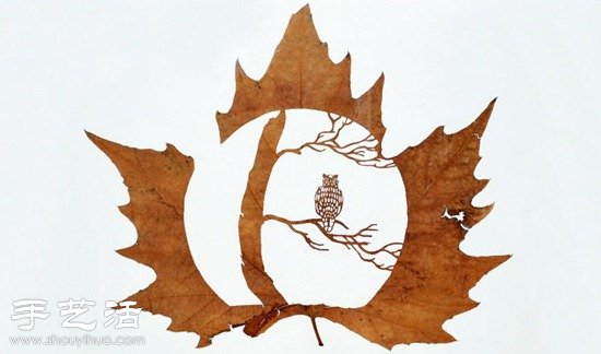 融合中国剪纸及雕花工艺的树叶雕刻