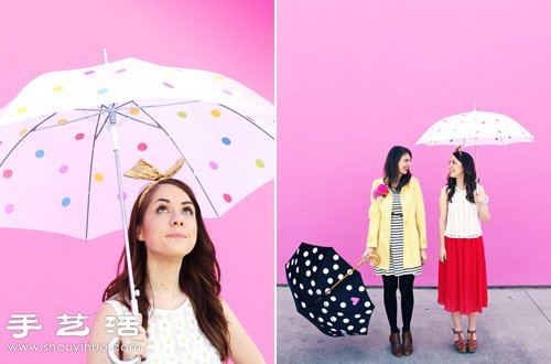 创意手工：用胶带DIY清新的斑点雨伞/阳伞