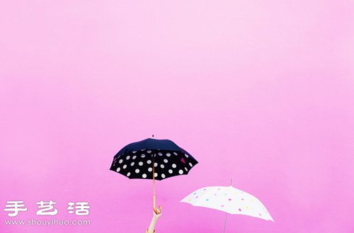 创意手工：用胶带DIY清新的斑点雨伞/阳伞