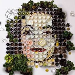 水果+蔬菜+玻璃杯 创意DIY人物肖像