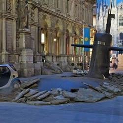 广告创意：米兰街道冒出俄罗斯潜艇