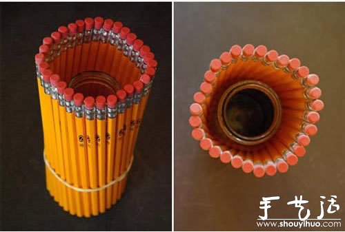 铅笔捆绑DIY漂亮笔筒的创意手工教程