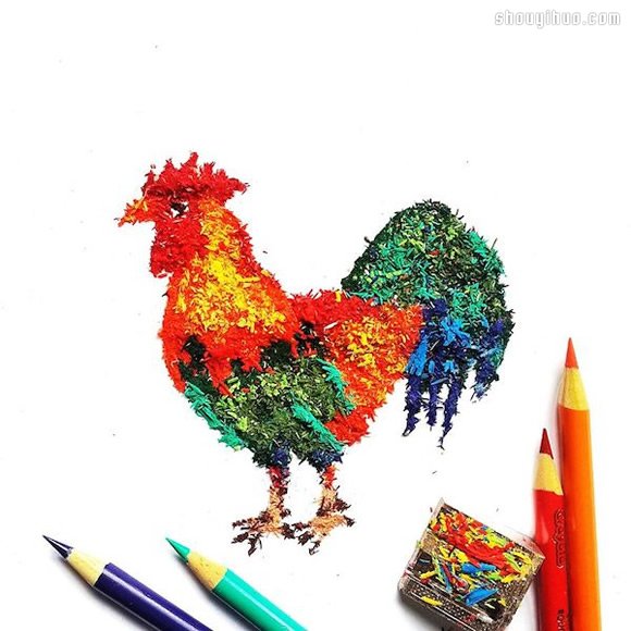 铅笔屑当作创作素材 创意拼凑DIY各种图案