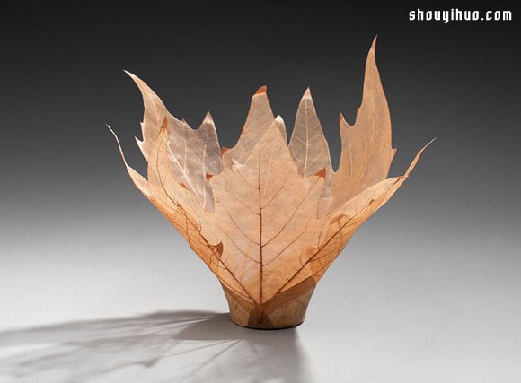 Kay Sekimachi 干枯叶子制作叶片碗雕塑