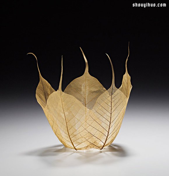 Kay Sekimachi 干枯叶子制作叶片碗雕塑