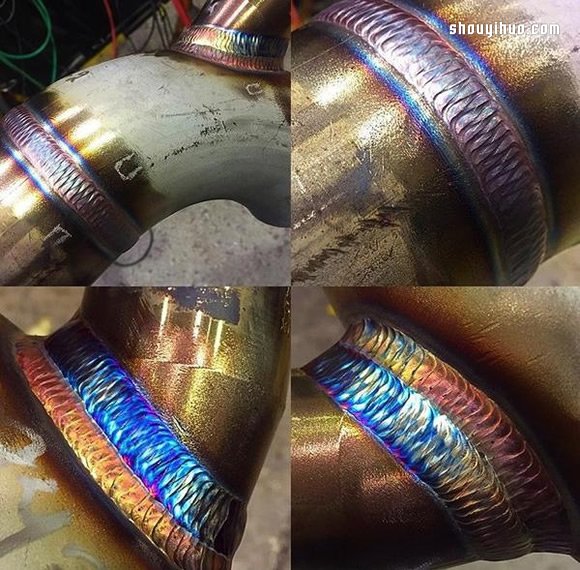 利用焊接工艺在金属管上烧出一圈魔幻彩虹