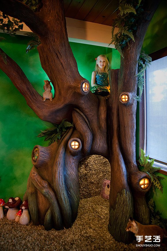 动手能力超强的爸爸 将女儿房间打造成童话森林