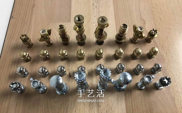 创意紧固件DIY！用螺丝螺帽制作国际象棋