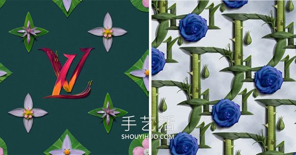 时尚品牌logo掉进花花世界！井上罗来的花瓣DIY