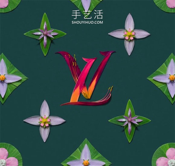 时尚品牌logo掉进花花世界！井上罗来的花瓣DIY