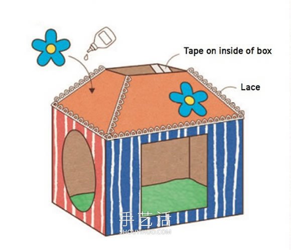 纸板箱废物利用 简单制作成猫咪的温馨小屋！