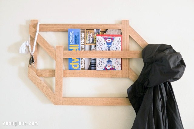 时尚3D置物架木工制作 可用作挂衣架和书架