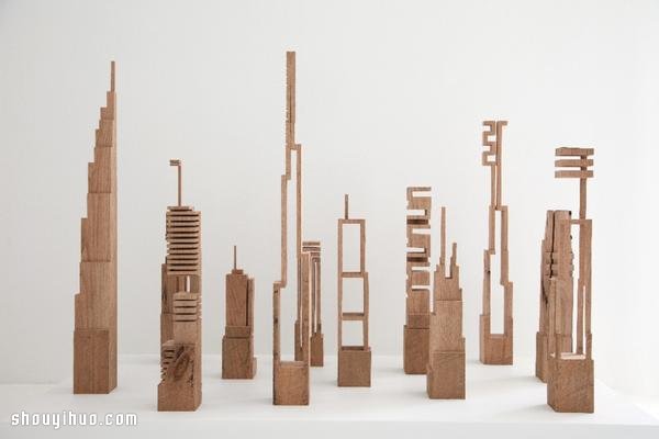 让人惊艳的立体木雕城市天际线