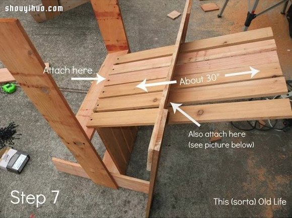 木制扶手靠背椅DIY 户外休闲躺椅手工制作 