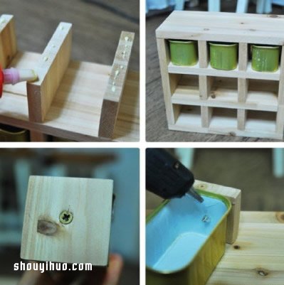 木工+铁罐 DIY手工制作分类多多的收纳柜