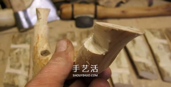 原木制作粗犷啤酒杯 自制大号啤酒杯的过程