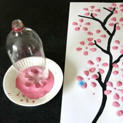 可乐瓶DIY樱花装饰画