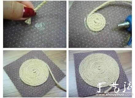 麻绳和不织布DIY森系杯垫