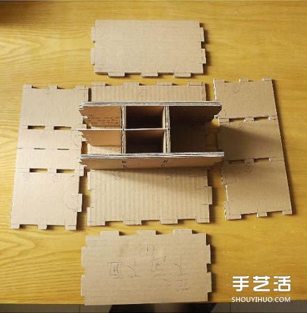 纸箱废物利用手工制作好用的柜子的过程图解