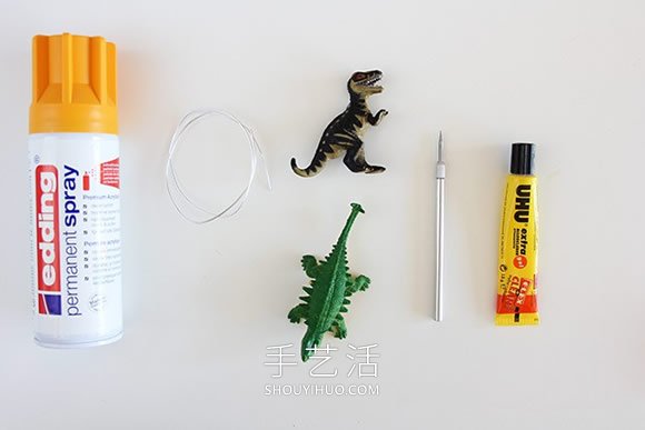 塑料恐龙玩具再利用 DIY创意便签夹的方法