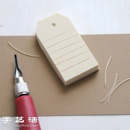 纸质标签+橡皮擦 DIY手工制作标签印章