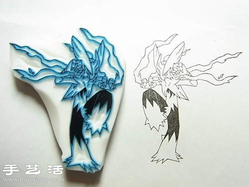 利用橡皮擦DIY制作卡通图案橡皮图章