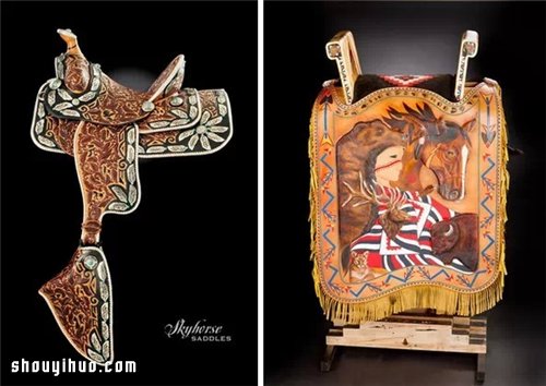 Lisa和Loren创作的皮雕马鞍艺术品欣赏