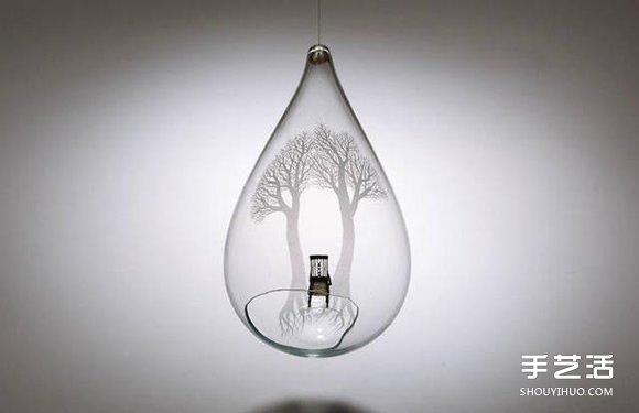 玻璃雕刻作品：用电钻刻划出心中的森林圣殿
