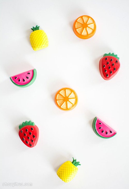 水泥DIY手工制作水果造型冰箱贴磁贴教程