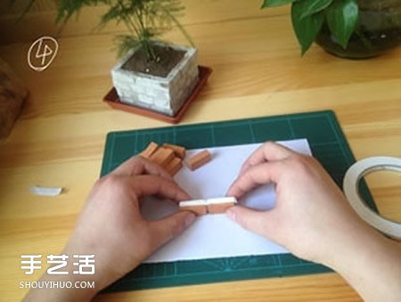 陶土小红砖手工制作花盆 迷你方形花盆DIY教程