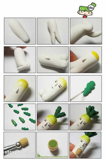 粘土制作白萝卜小人的方法图解