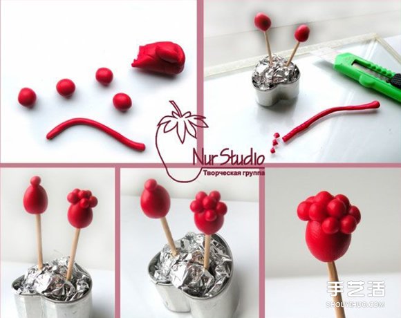 超轻粘土制作可爱山莓的方法 非常简单容易学