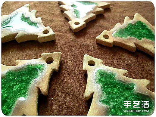 树脂粘土制作圣诞树饼干 糖心饼干粘土DIY教程