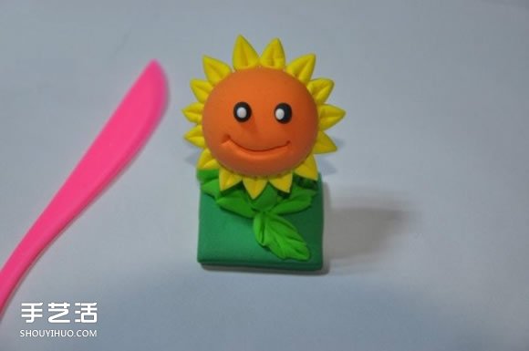 超轻粘土DIY制作植物大战僵尸向日葵的图解