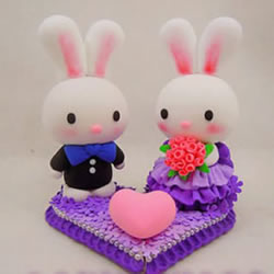 婚礼用情侣兔子摆件DIY 结婚兔子手工制作教程