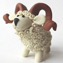 超轻粘土制作长角小羊 有角绵羊粘土DIY图解