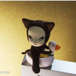 软陶DIY手工制作坐在鸭子小船上的臭屁猫咪
