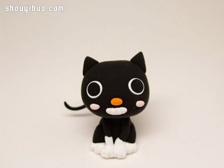 超轻粘土手工DIY制作黑色猫咪玩偶图解教程