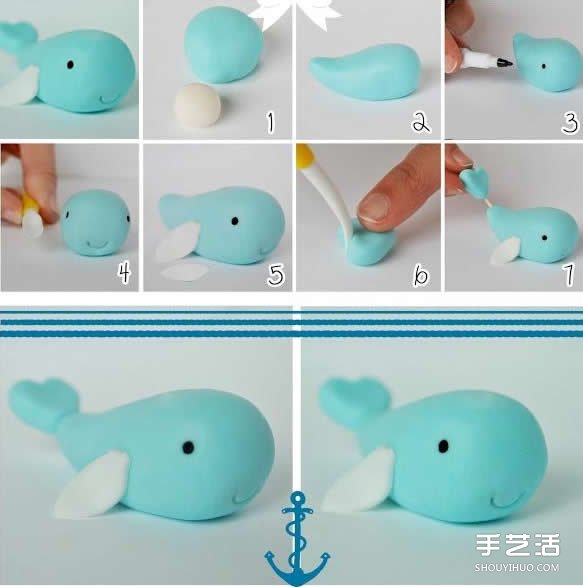 超轻粘土鲸鱼制作教程 儿童手工鲸鱼的做法