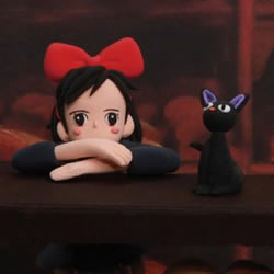 魔女宅急便女孩琪琪和小黑猫粘土手工制作