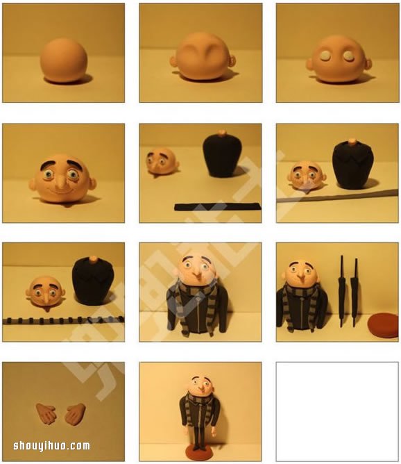 软陶粘土DIY制作格鲁人偶的方法图解教程