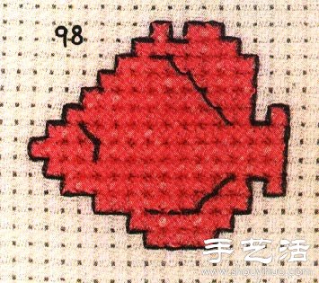 卡通金鱼的十字绣绣法