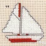 大风帆帆船的十字绣绣法