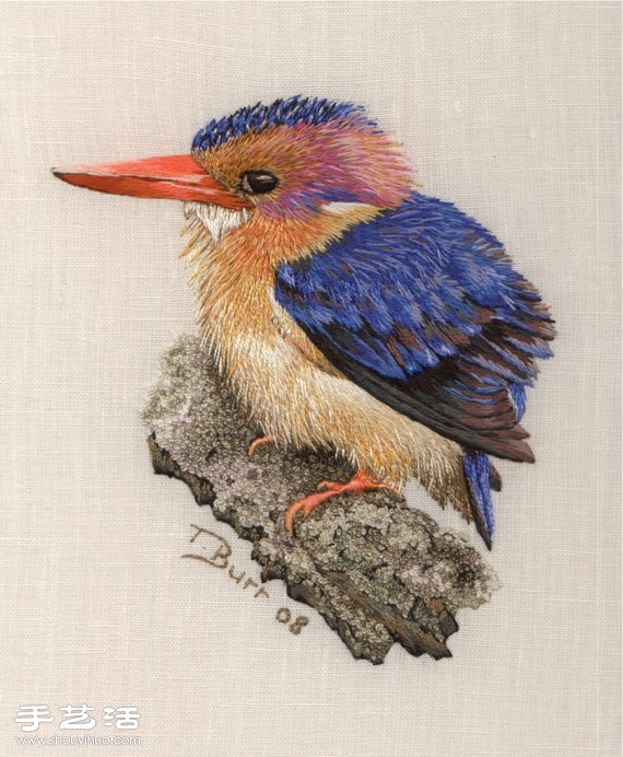 南非设计师Trish手工花鸟刺绣作品