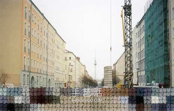 部分手工刺绣照片使柏林墙的过去边界形象化
